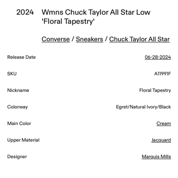 CONVERSE FLORAL TAPESTRY JACQUARD CHUCK TAYLOR ALL STAR LOW TENNIS SHOE SNEAKER - Picture 2 of 13